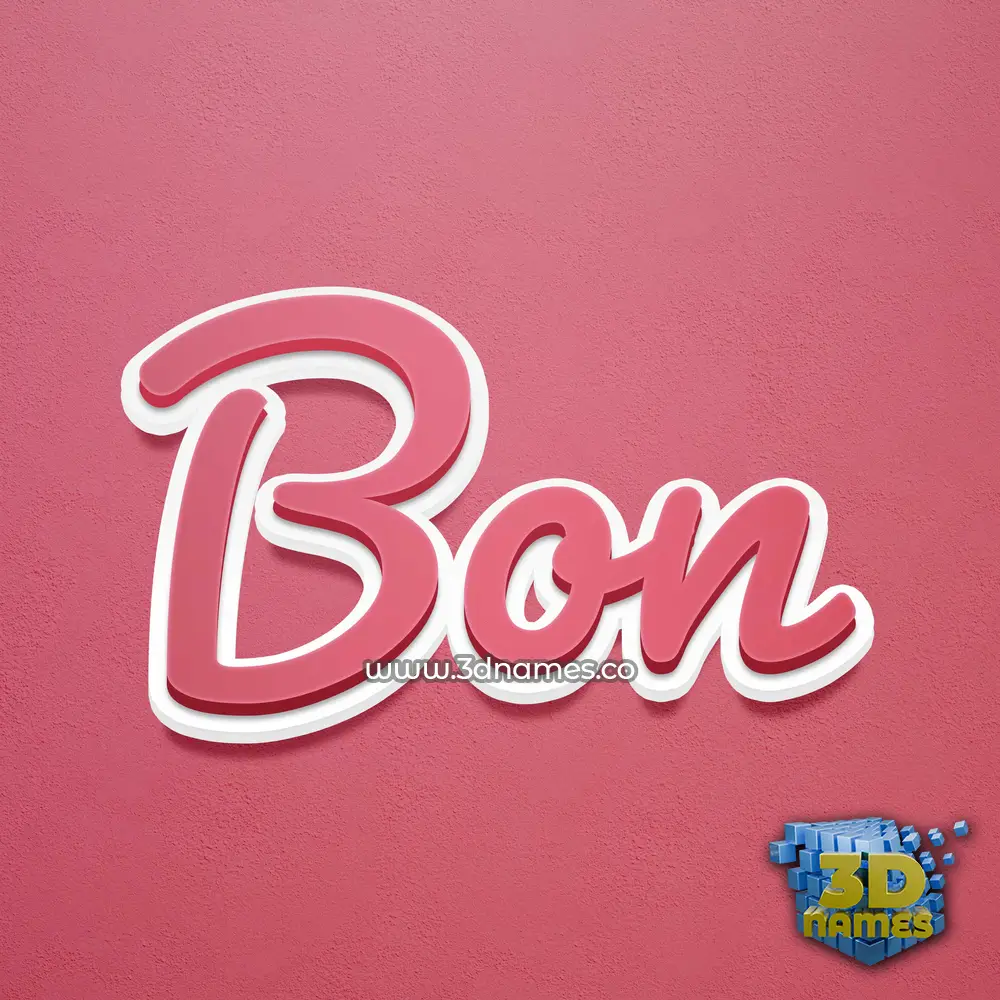 bon in Red Scribble style - 3D name wallpaper
