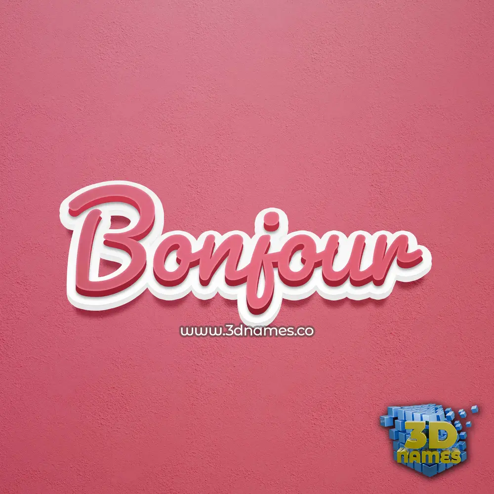 bonjour in Red Scribble style - 3D name wallpaper