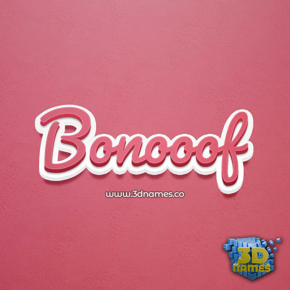 bonooof in Red Scribble style - 3D name wallpaper