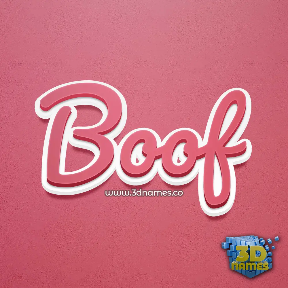 boof in Red Scribble style - 3D name wallpaper