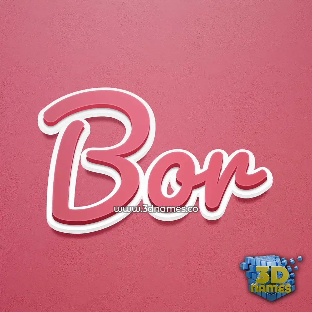 bor in Red Scribble style - 3D name wallpaper