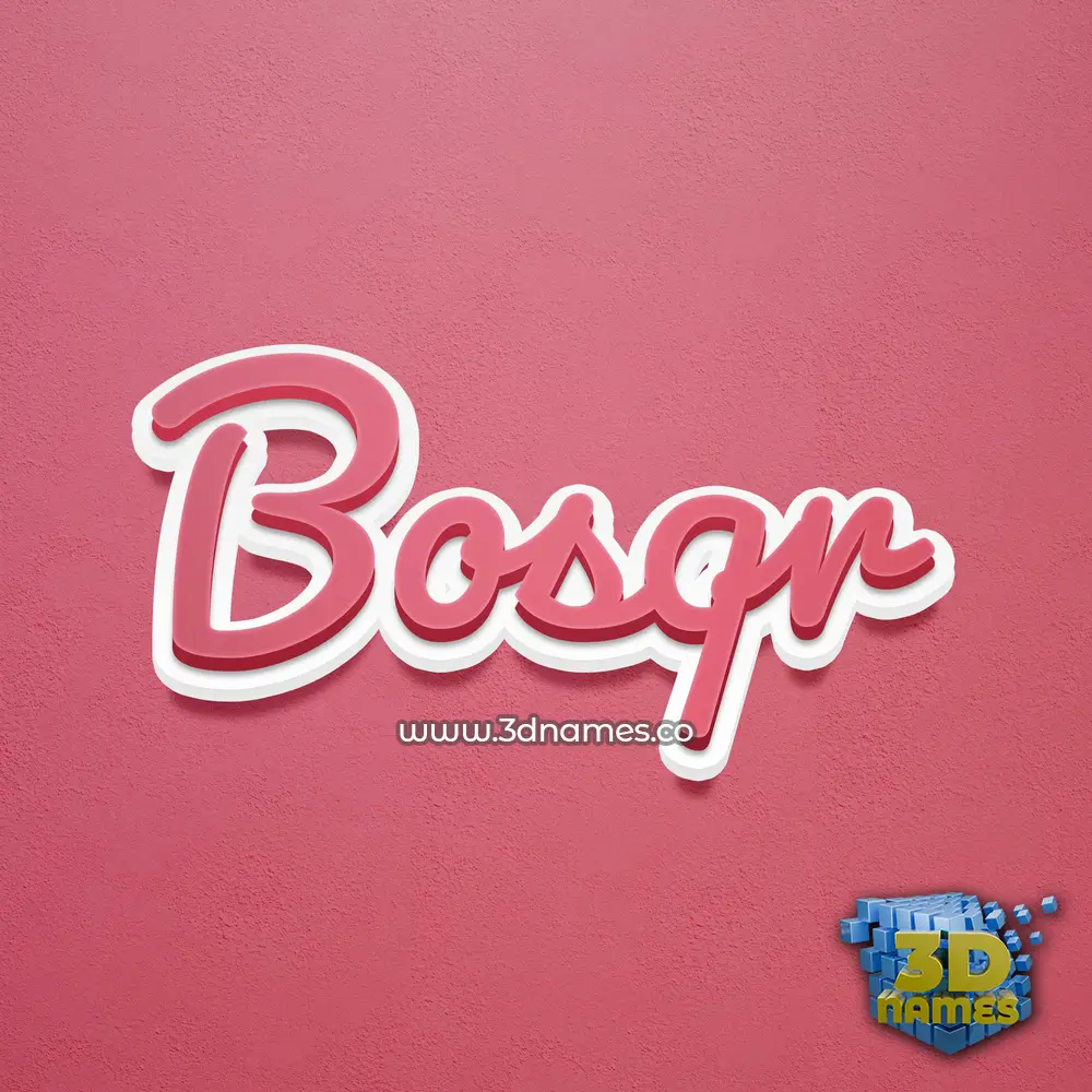 bosqr in Red Scribble style - 3D name wallpaper