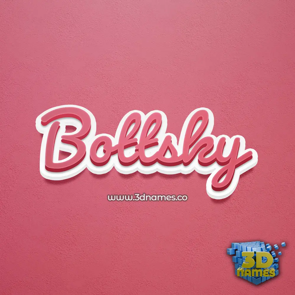 bottsky in Red Scribble style - 3D name wallpaper