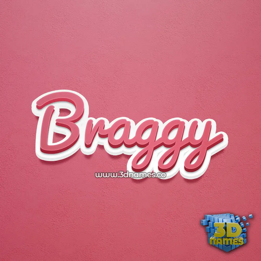 braggy in Red Scribble style - 3D name wallpaper