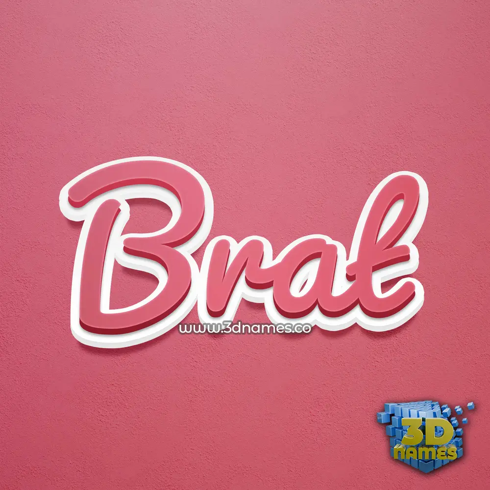 brat in Red Scribble style - 3D name wallpaper