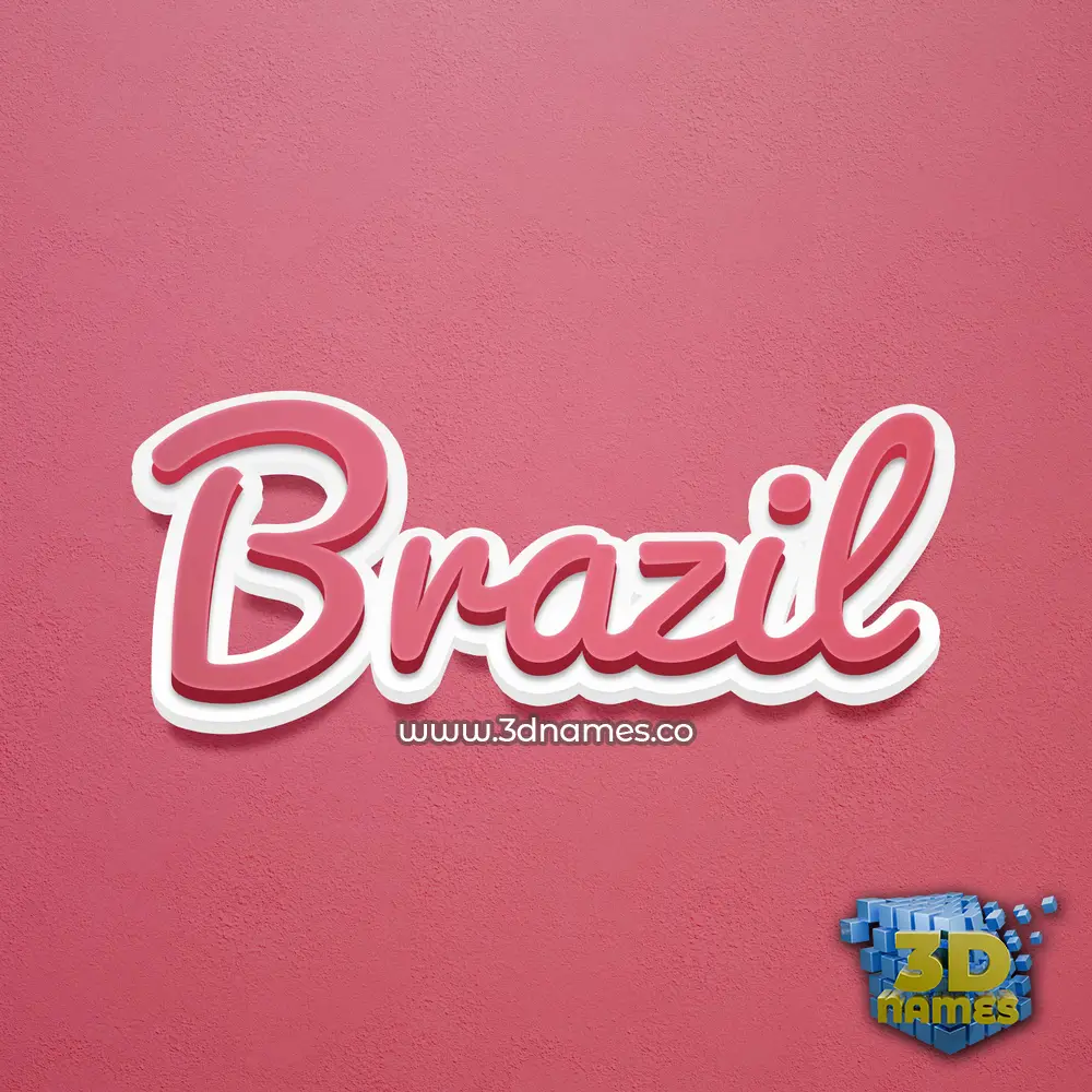 brazil in Red Scribble style - 3D name wallpaper