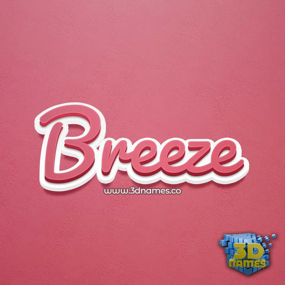 breeze in Red Scribble style - 3D name wallpaper