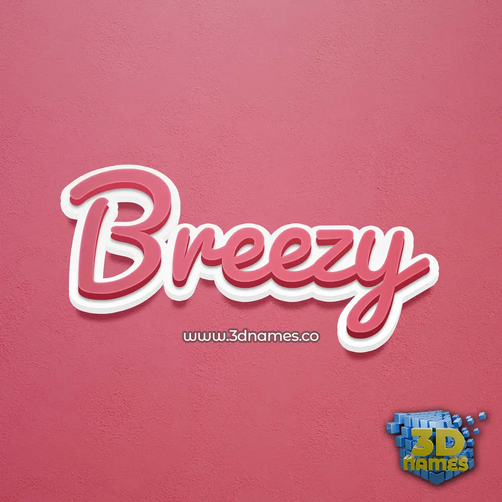 breezy in Red Scribble style - 3D name wallpaper