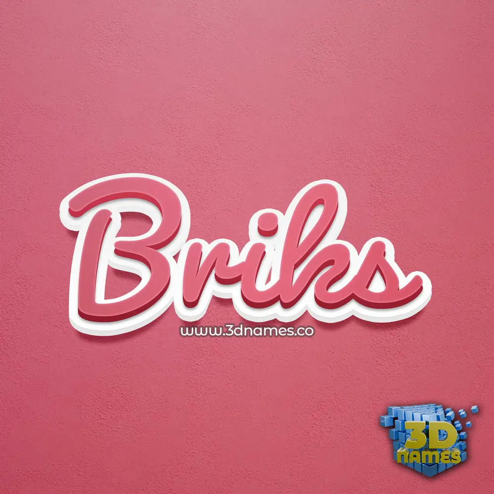 briks in Red Scribble style - 3D name wallpaper