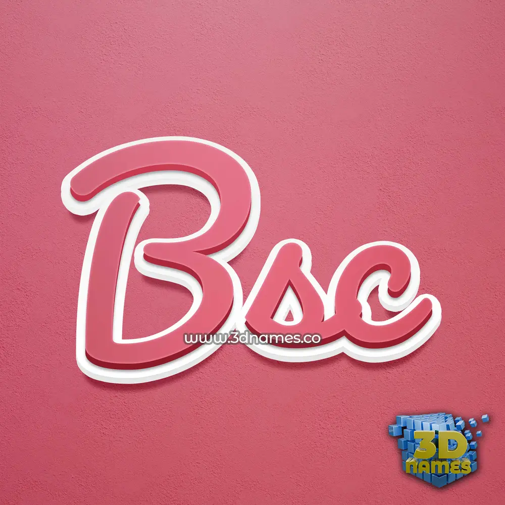 bsc in Red Scribble style - 3D name wallpaper