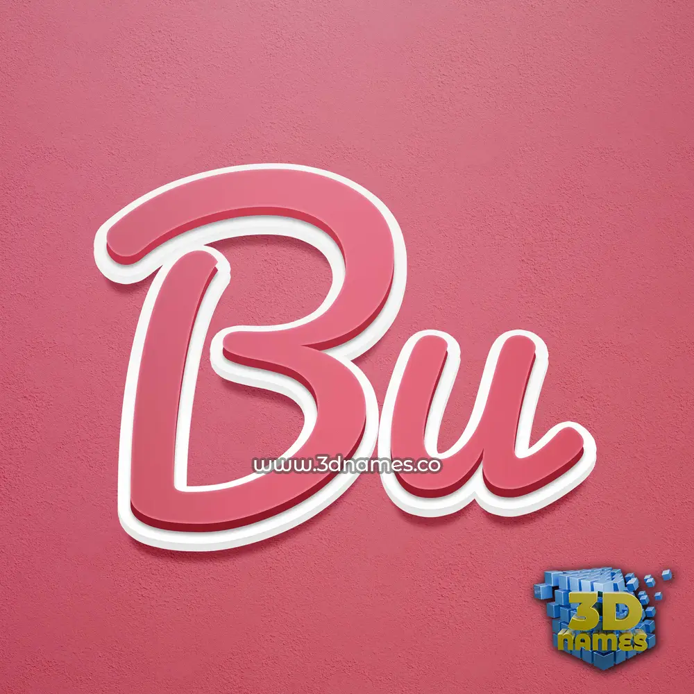 bu in Red Scribble style - 3D name wallpaper