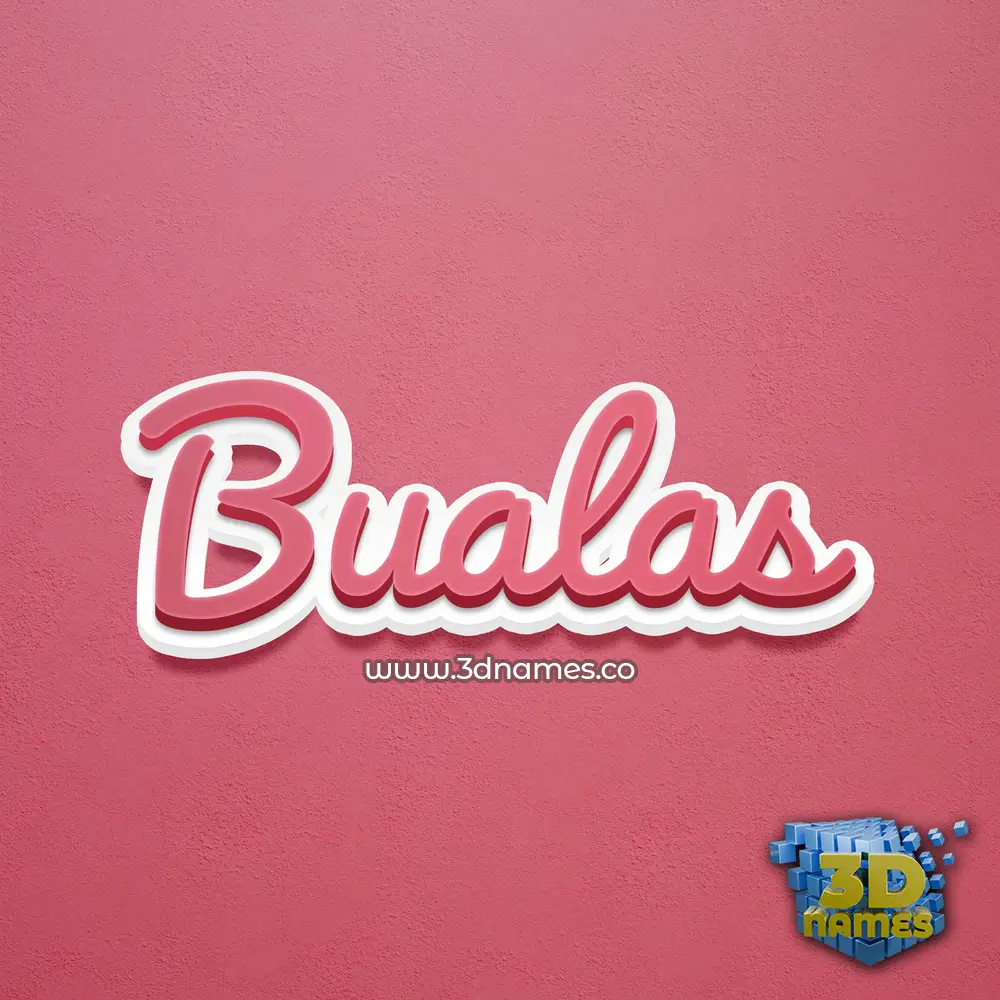 bualas in Red Scribble style - 3D name wallpaper