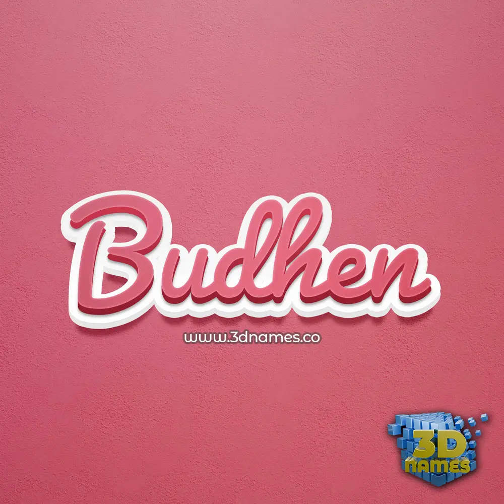 budhen in Red Scribble style - 3D name wallpaper