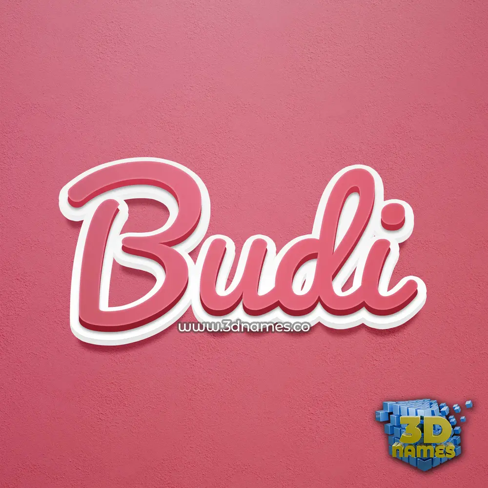 budi in Red Scribble style - 3D name wallpaper