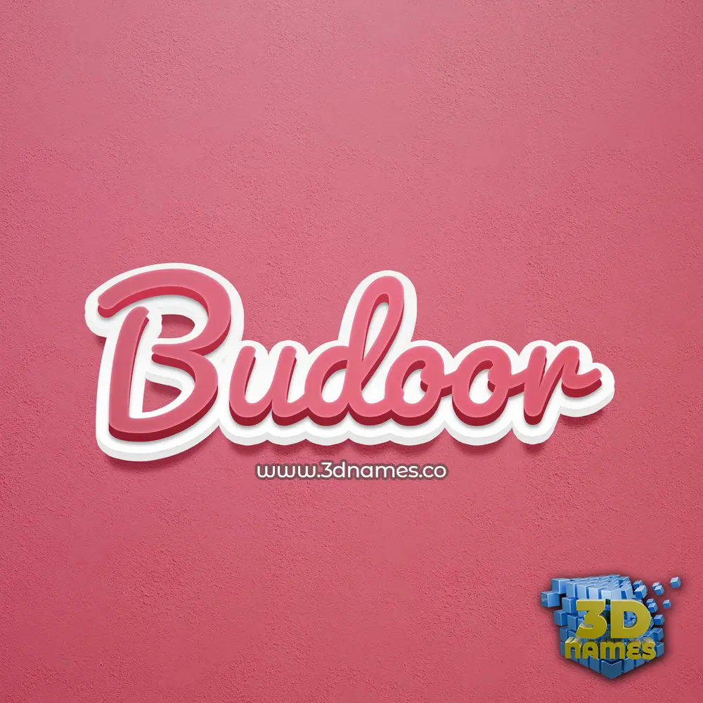 budoor in Red Scribble style - 3D name wallpaper