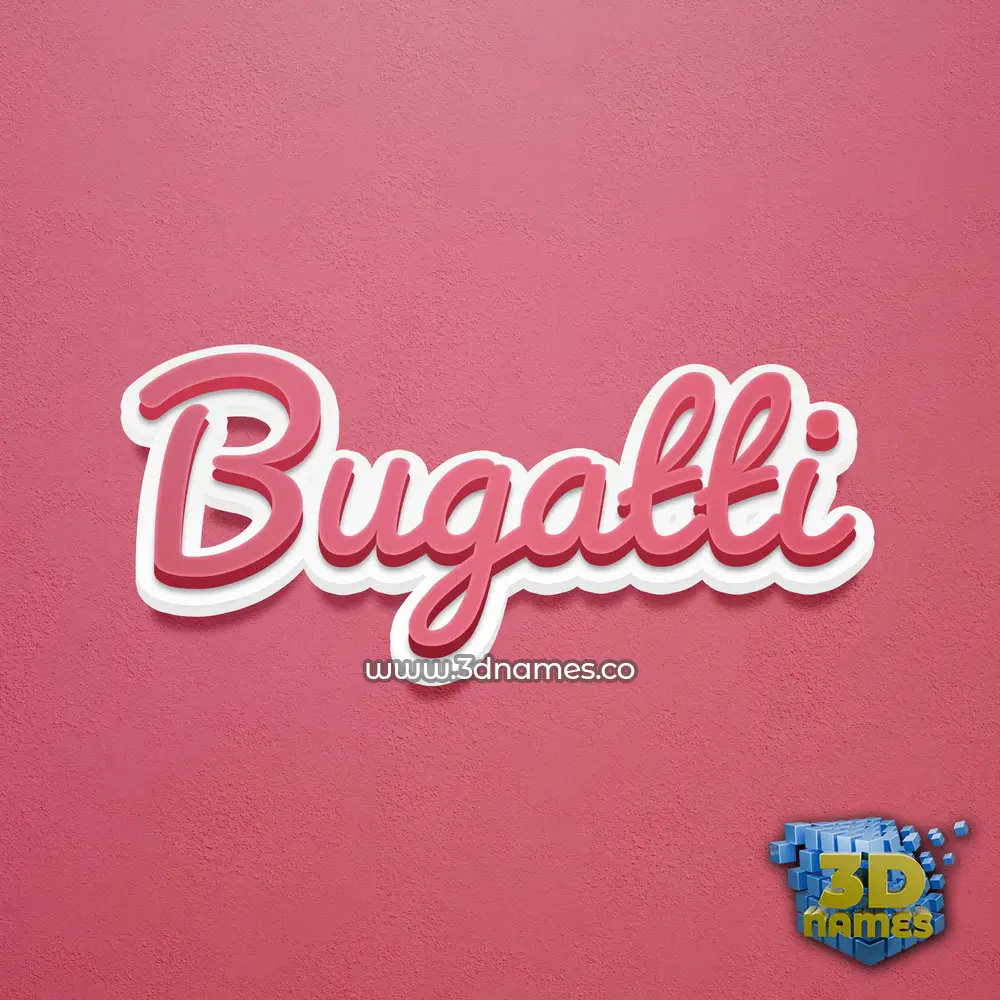 bugatti in Red Scribble style - 3D name wallpaper