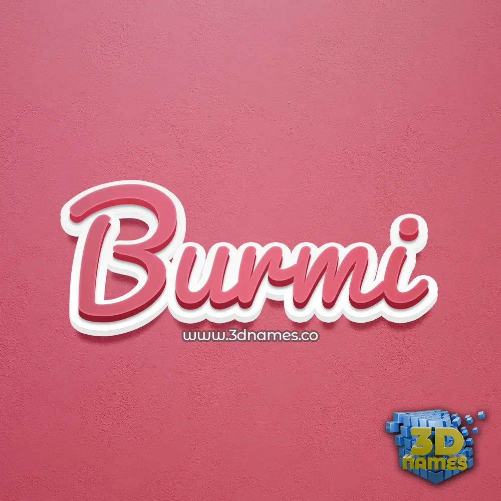 burmi in Red Scribble style - 3D name wallpaper