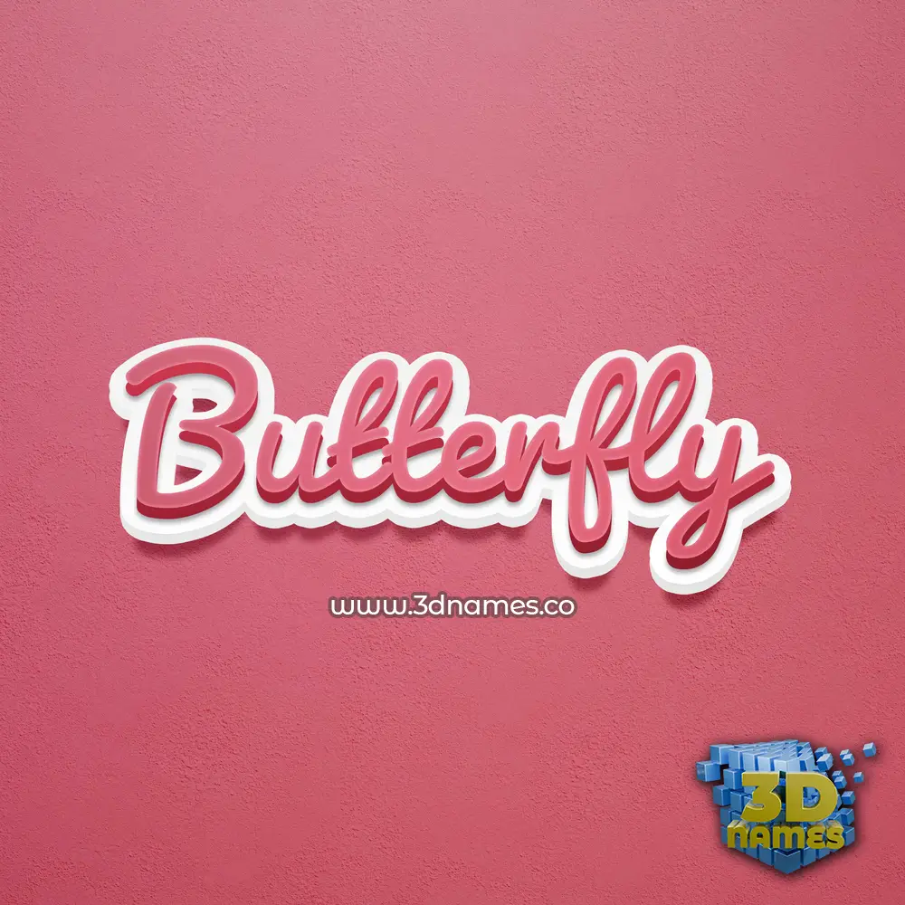 butterfly in Red Scribble style - 3D name wallpaper