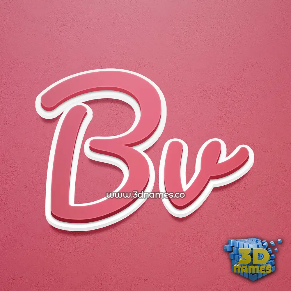 bv in Red Scribble style - 3D name wallpaper