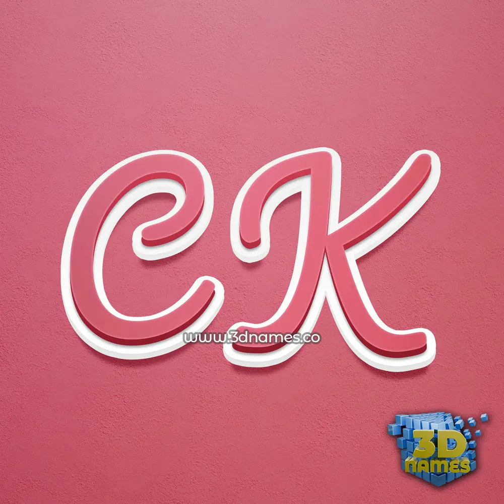 c k in Red Scribble style - 3D name wallpaper