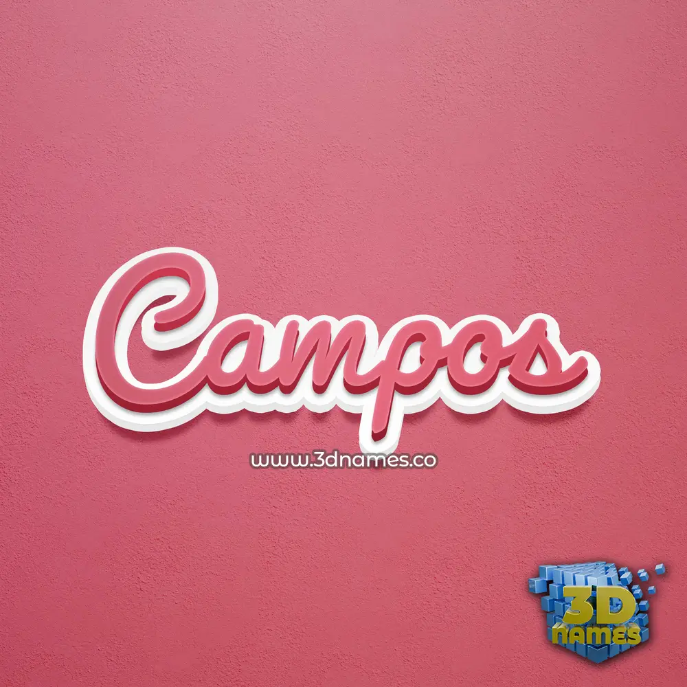 campos in Red Scribble style - 3D name wallpaper