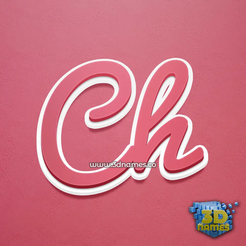 ch in Red Scribble style - 3D name wallpaper