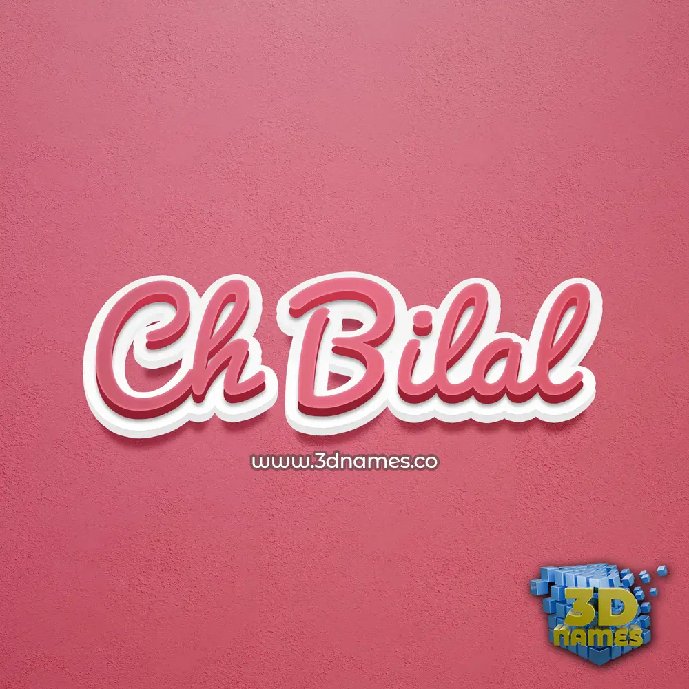 ch bilal in Red Scribble style - 3D name wallpaper