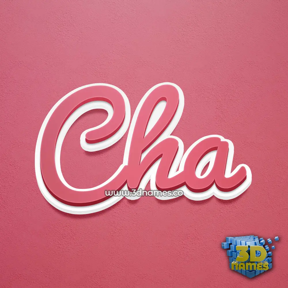 cha in Red Scribble style - 3D name wallpaper