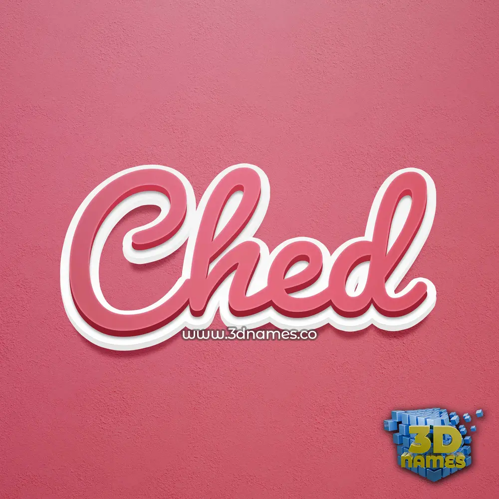 ched in Red Scribble style - 3D name wallpaper
