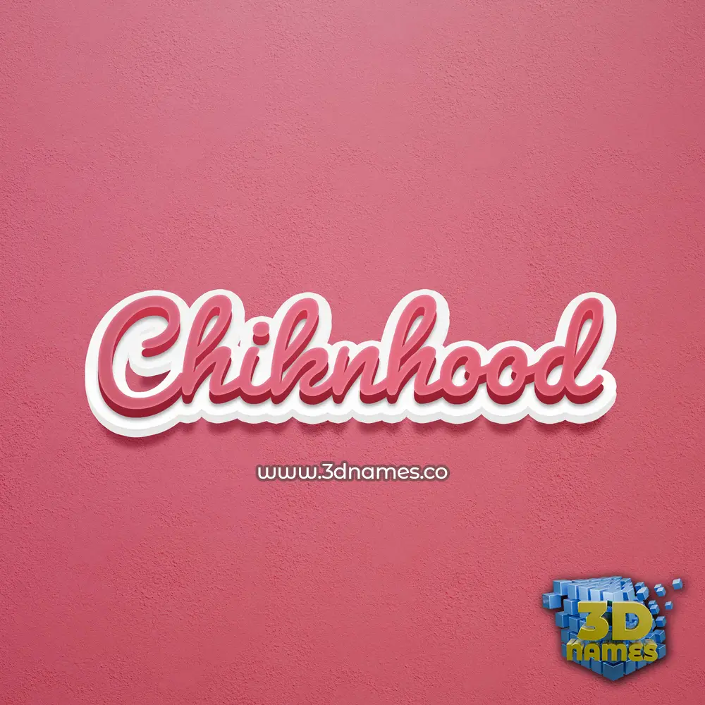 chiknhood in Red Scribble style - 3D name wallpaper