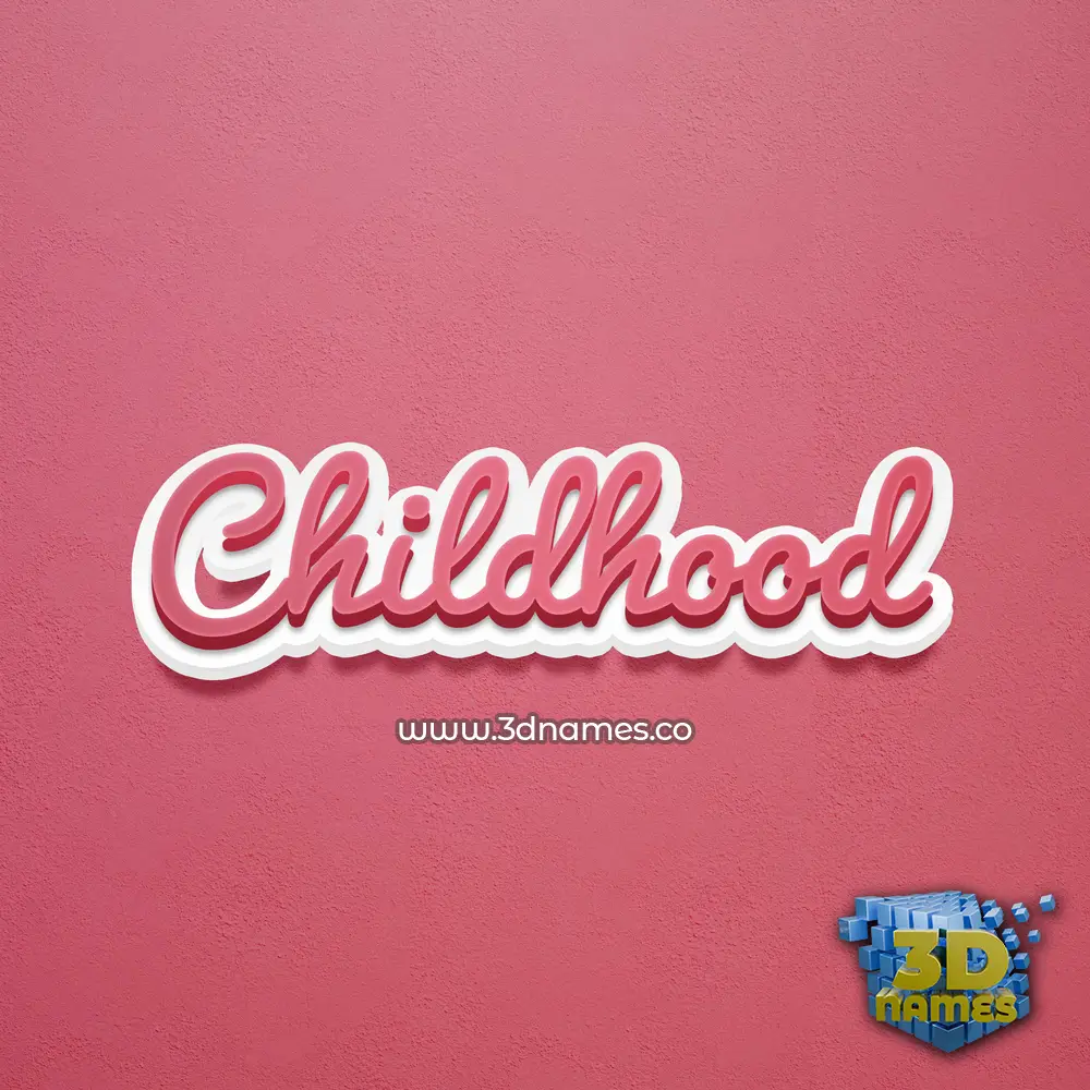 childhood in Red Scribble style - 3D name wallpaper
