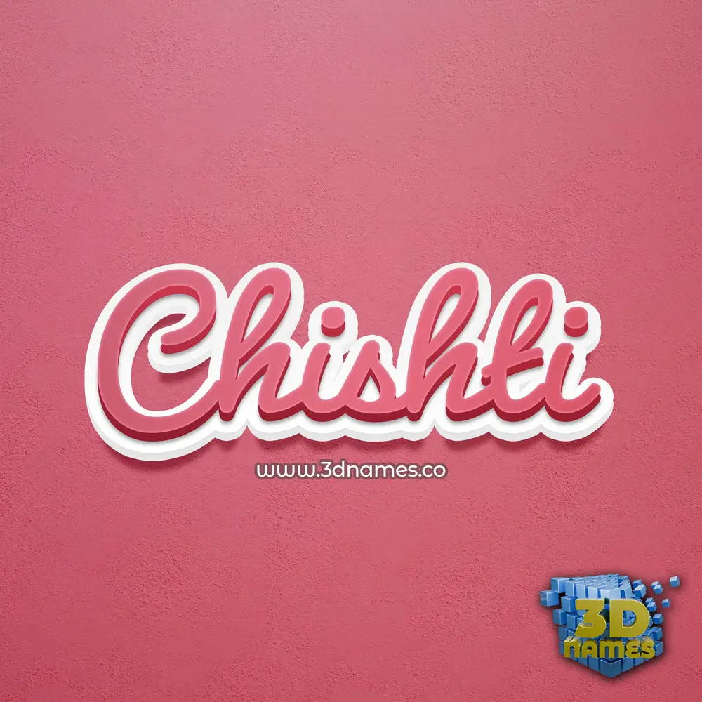 chishti in Red Scribble style - 3D name wallpaper