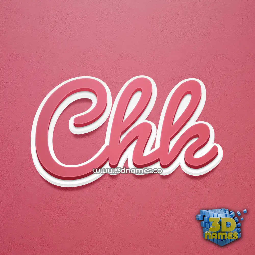 chk in Red Scribble style - 3D name wallpaper