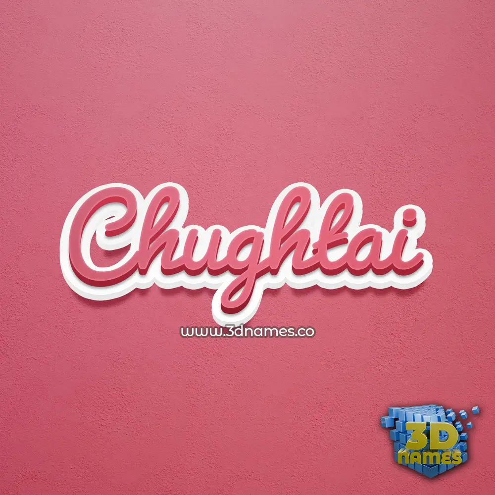 chughtai in Red Scribble style - 3D name wallpaper