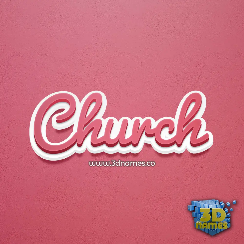 church in Red Scribble style - 3D name wallpaper