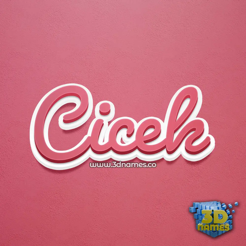 cicek in Red Scribble style - 3D name wallpaper