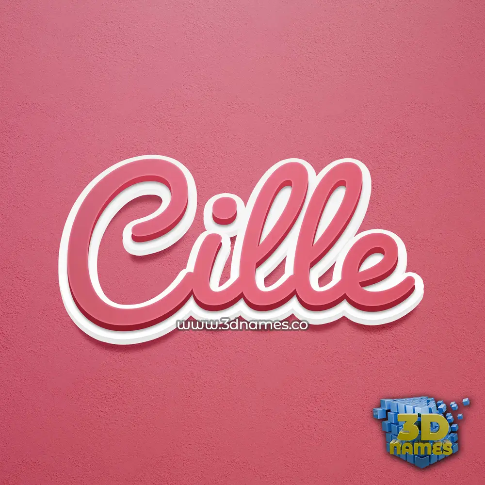 cille in Red Scribble style - 3D name wallpaper