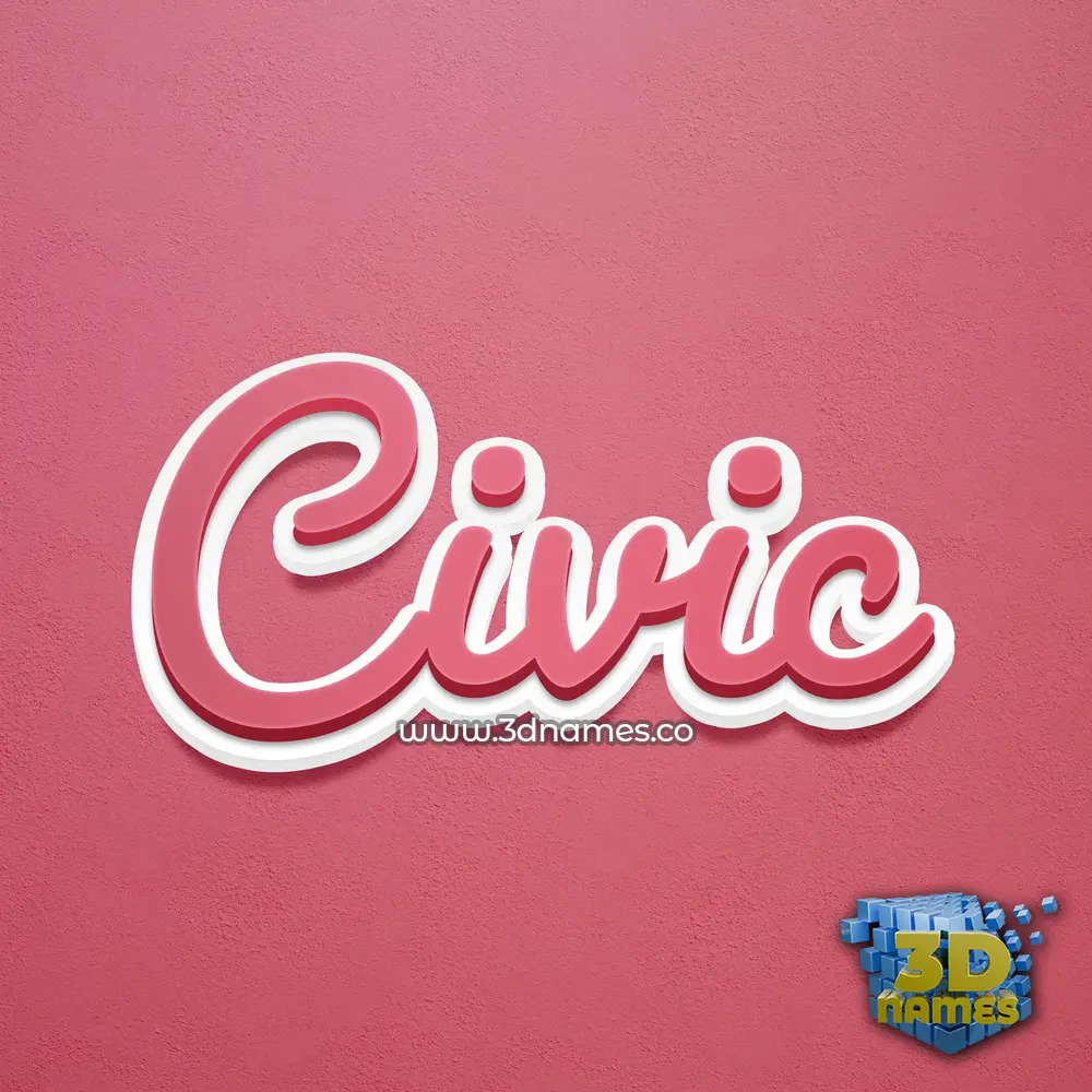 civic in Red Scribble style - 3D name wallpaper