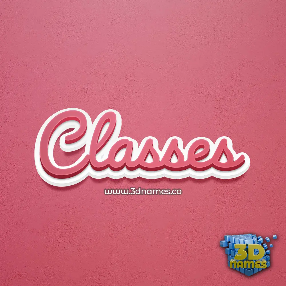 classes in Red Scribble style - 3D name wallpaper