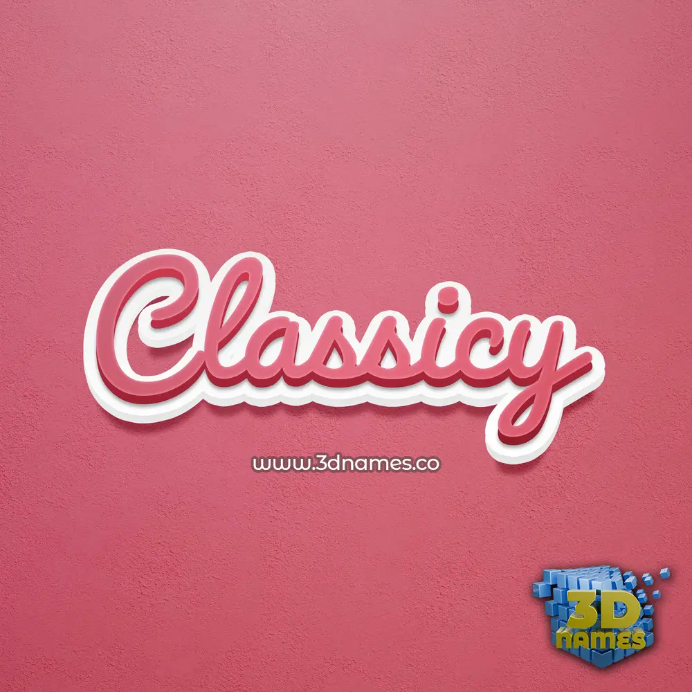classicy in Red Scribble style - 3D name wallpaper