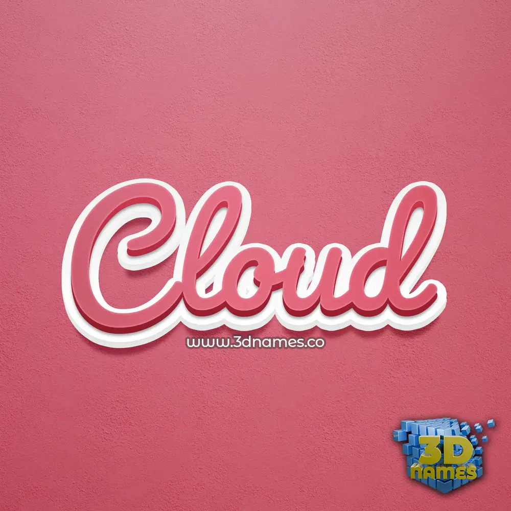 cloud in Red Scribble style - 3D name wallpaper