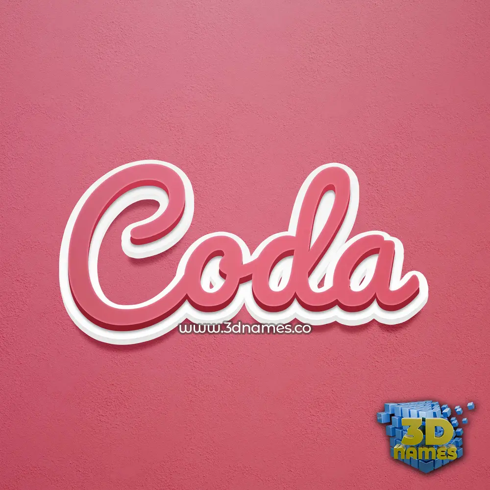 coda in Red Scribble style - 3D name wallpaper