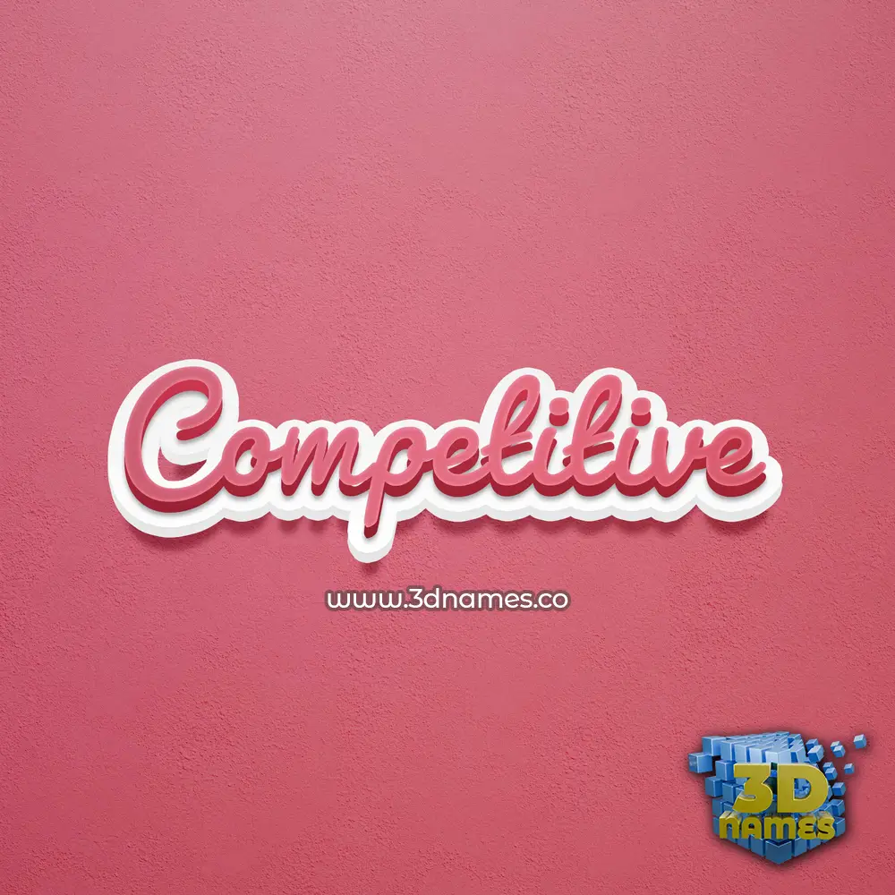 competitive in Red Scribble style - 3D name wallpaper