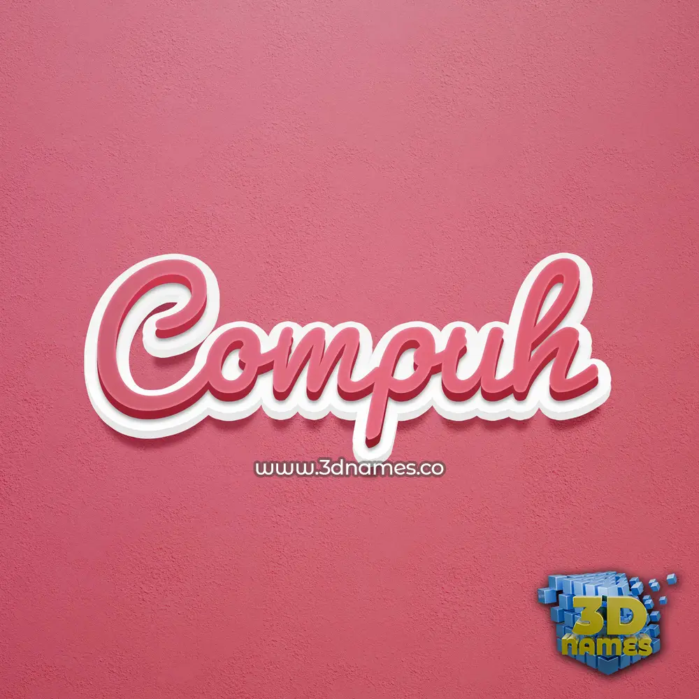 compuh in Red Scribble style - 3D name wallpaper