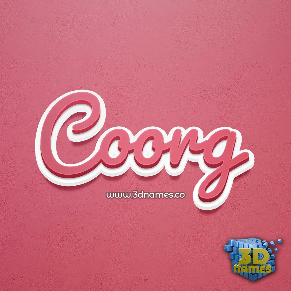 coorg in Red Scribble style - 3D name wallpaper