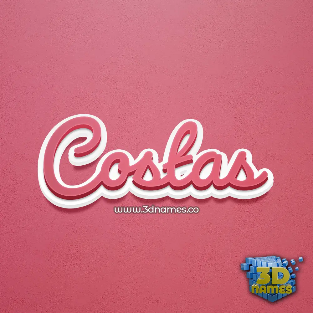 costas in Red Scribble style - 3D name wallpaper