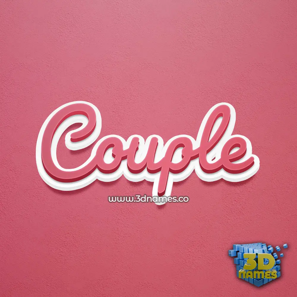 couple in Red Scribble style - 3D name wallpaper