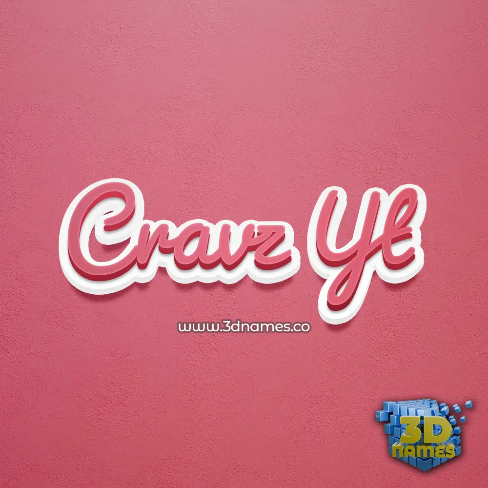 cravz yt in Red Scribble style - 3D name wallpaper