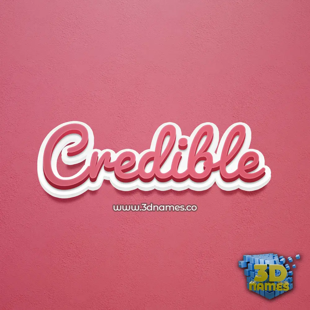credible in Red Scribble style - 3D name wallpaper