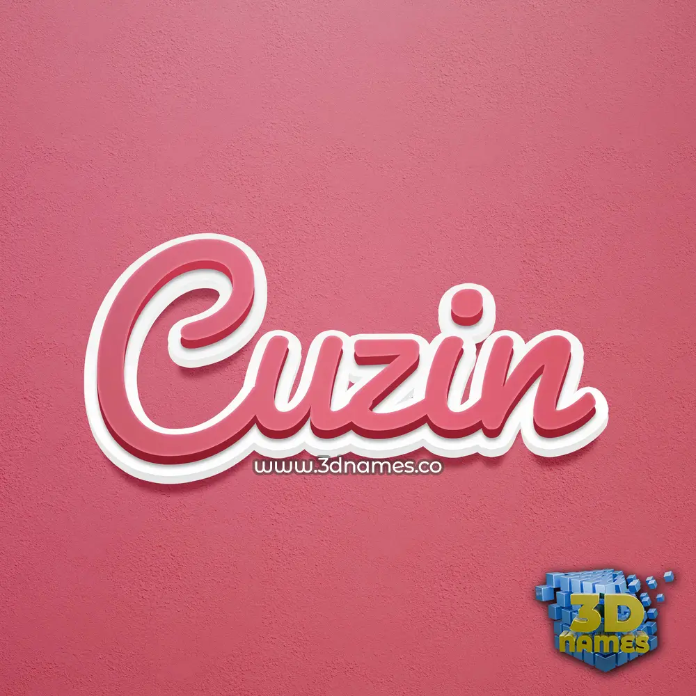 cuzin in Red Scribble style - 3D name wallpaper